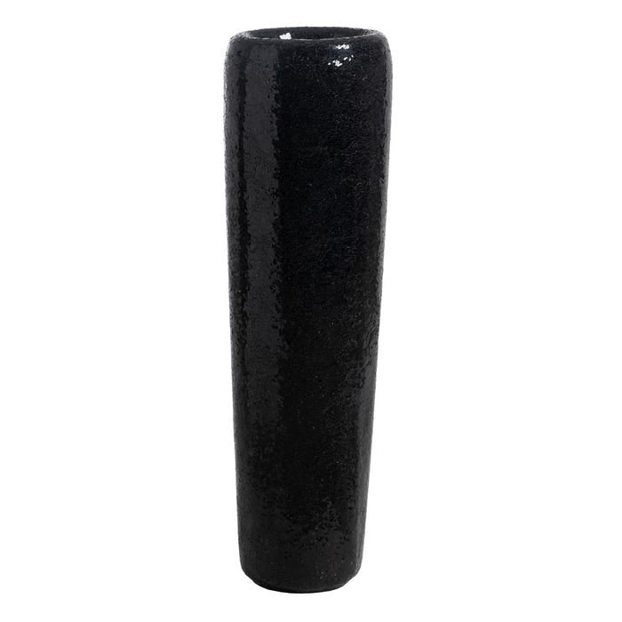 Decoração de vaso de fibra de vidro preta 30 x 30 x 109,50 cm