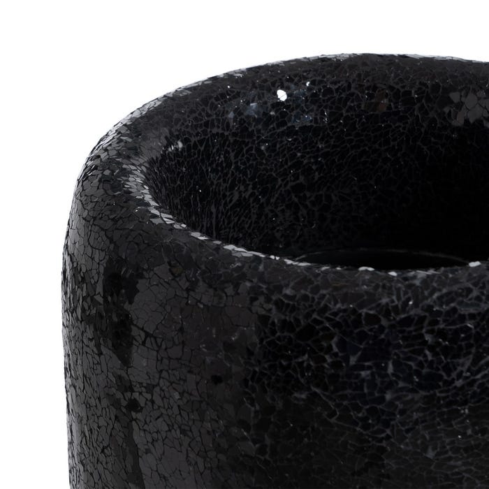 Decoração de vaso de fibra de vidro preta 30 x 30 x 109,50 cm