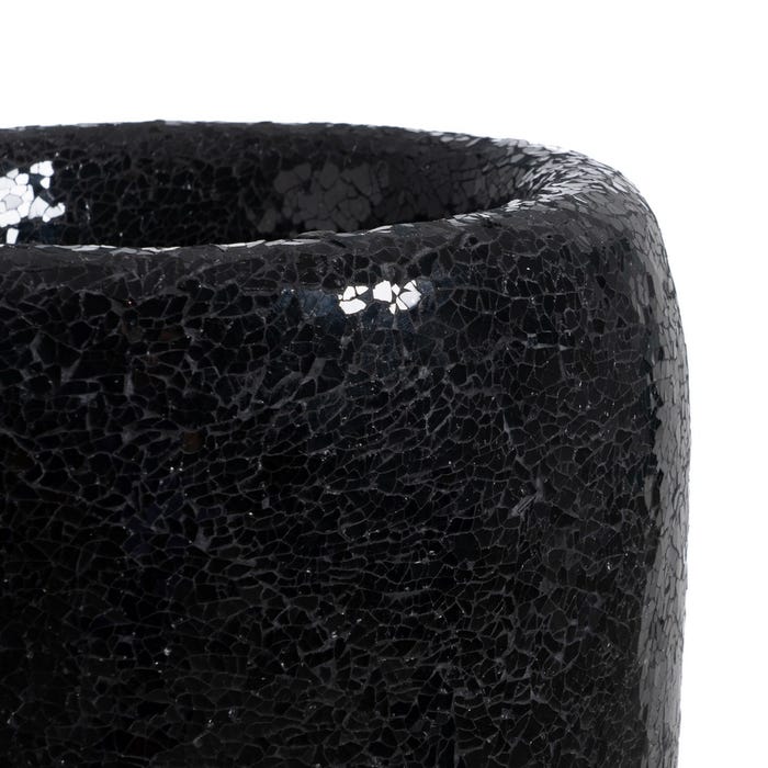 Decoração de vaso de fibra de vidro preta 30 x 30 x 109,50 cm
