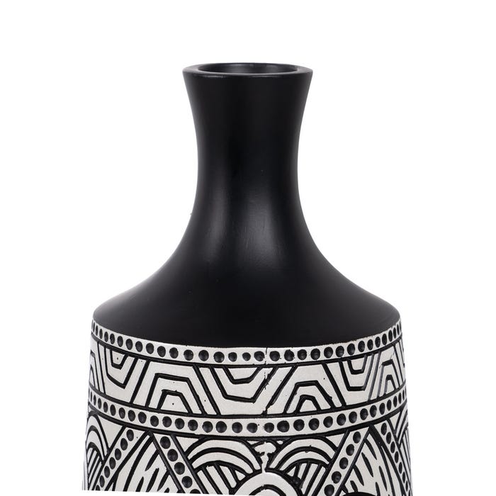 Jarrón Negro-Blanco Poliresina 17,50 X 17,50 X 48 Cm