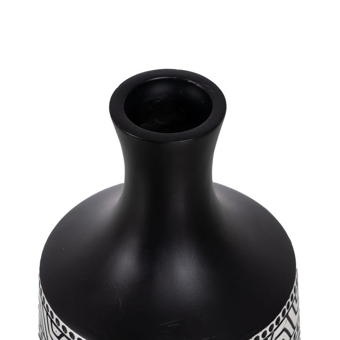 Jarrón Negro-Blanco Poliresina 19 X 19 X 64 Cm