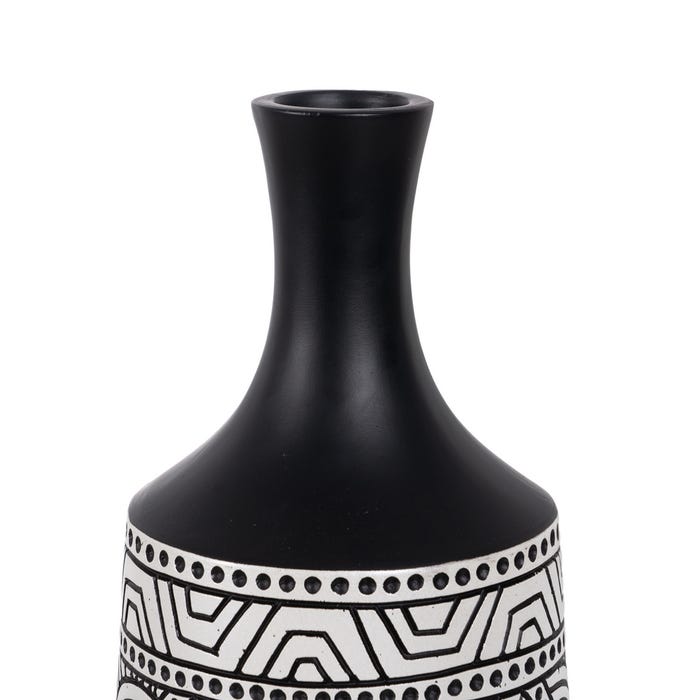 Jarrón Negro-Blanco Poliresina 19 X 19 X 64 Cm