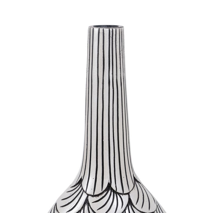Jarrón Negro-Blanco Poliresina 21,50 X 12 X 50 Cm