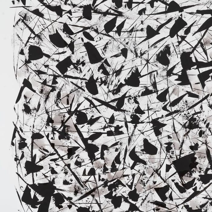 Pintura abstrata pintada à mão sobre tela de algodão e montada em moldura de madeira, pronta para pendurar