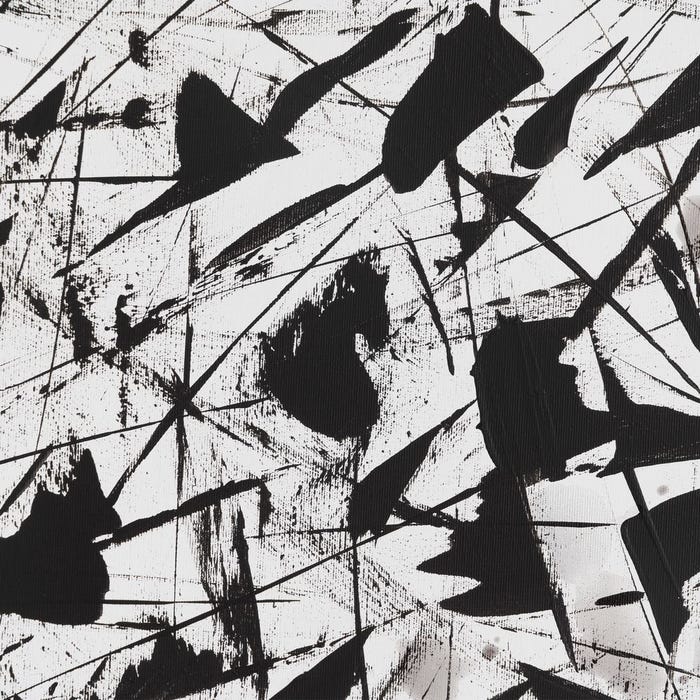 Pintura abstrata pintada à mão sobre tela de algodão e montada em moldura de madeira, pronta para pendurar