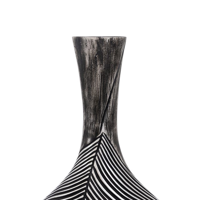 Black-White Polyresin Vase 27 X 12 X 43 Cm