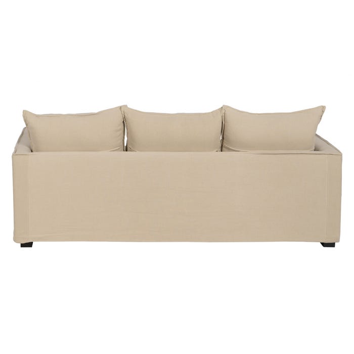 Sofá 3 Plazas Beige Tejido-Madera 220 X 95 X 90 Cm