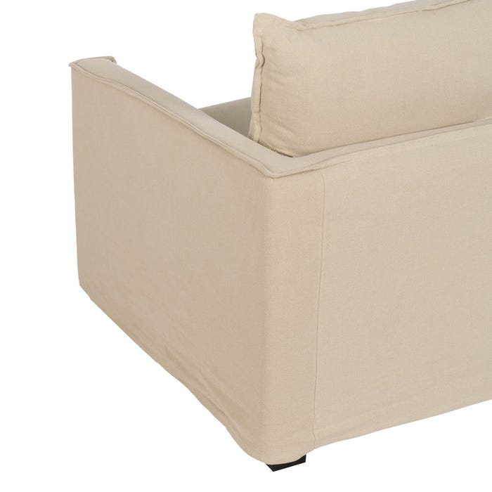 Sofá 3 Plazas Beige Tejido-Madera 220 X 95 X 90 Cm