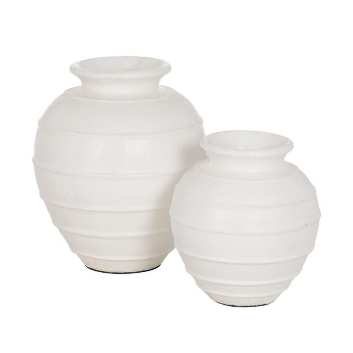 Jarrón Blanco Fibra De Cemento 45 X 45 X 51 Cm