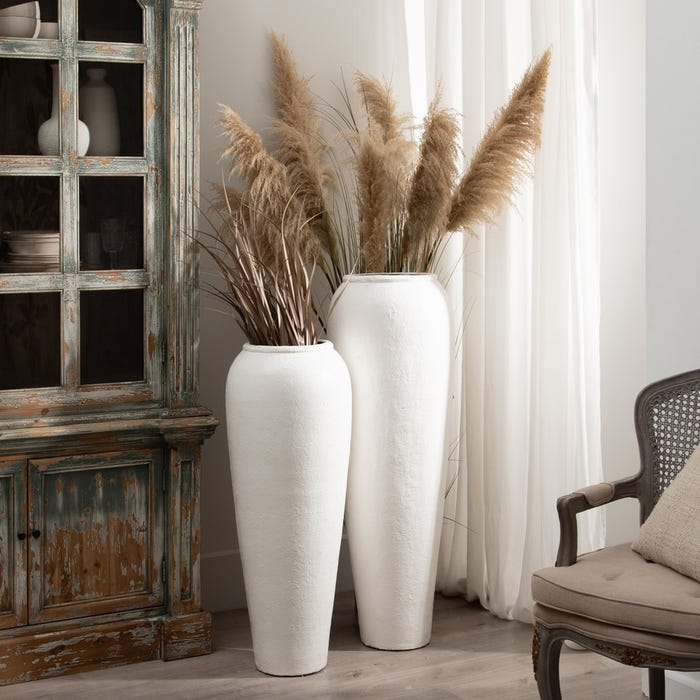 White Fiber Cement Vase 38 x 38 x 100 cm