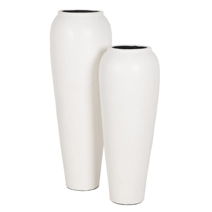 White Fiber Cement Vase 38 x 38 x 100 cm