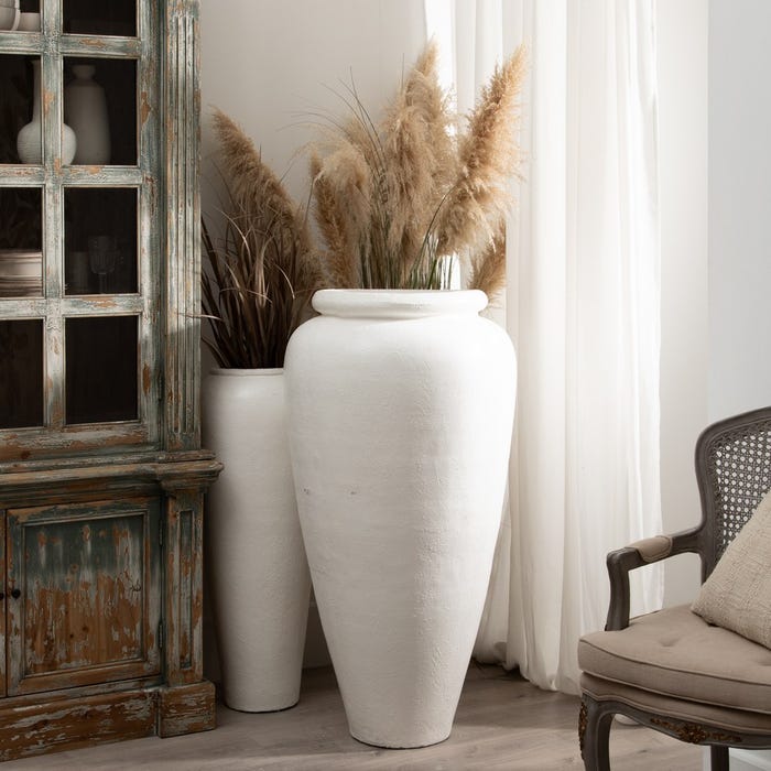 White Fiber Cement Vase 62 x 62 x 120 cm