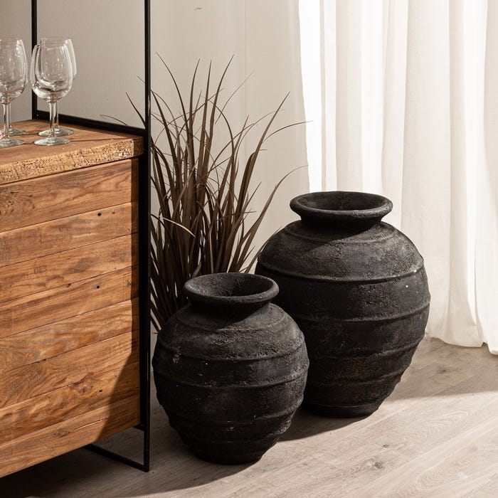 Gray Fiber Cement Vase Decoration 35 x 35 x 41 cm