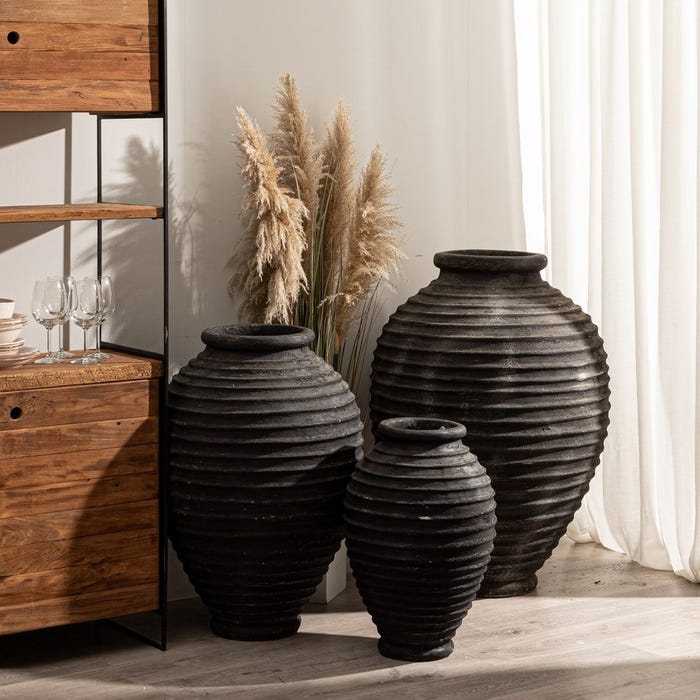 Gray Fiber Cement Vase Decoration 58 x 58 x 80 cm