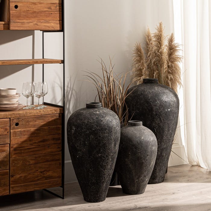 Terracotta Grey Vase Decoration 45 X 45 X 80 Cm