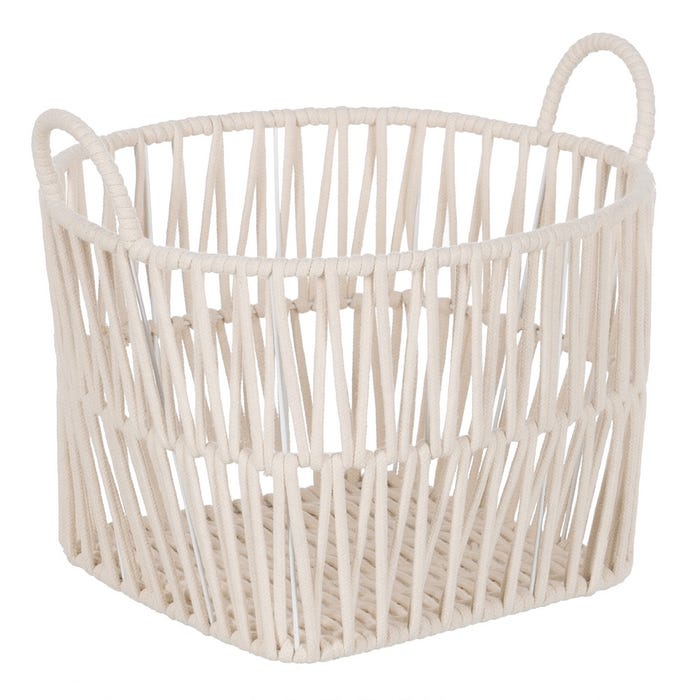 S/3 Cestos Blanco Algodón Decoración 38 X 38 X 32 Cm