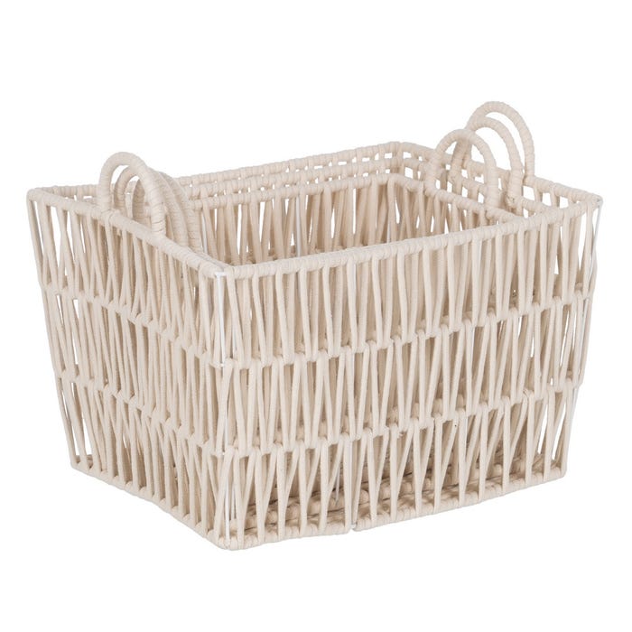 S/3 Cestos Blanco Algodón Decoración 45 X 35 X 36 Cm
