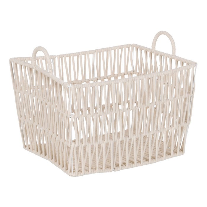 S/3 Cestos Blanco Algodón Decoración 45 X 35 X 36 Cm