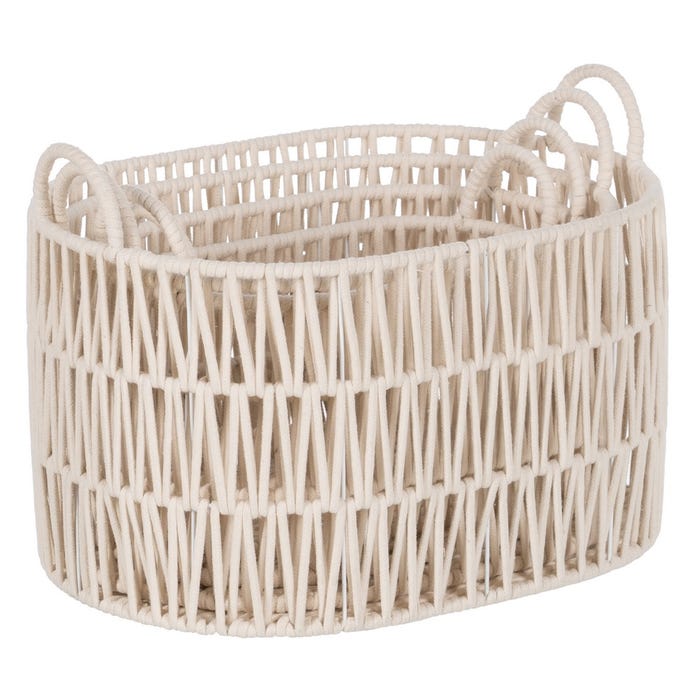 S/4 Cestos Blanco Algodón Decoración 50 X 36 X 36 Cm