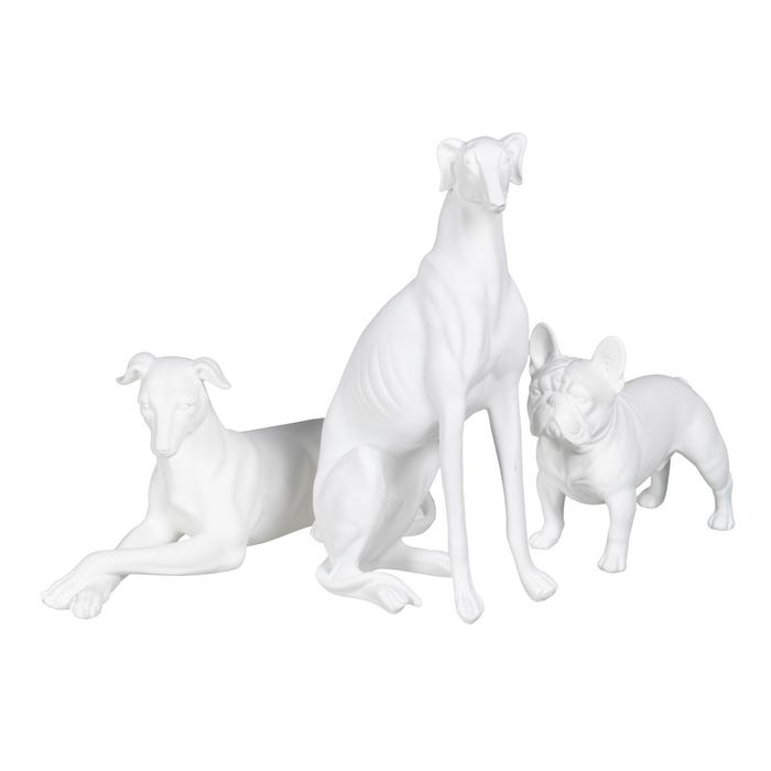 Figura Galgo Blanco Poliresina 18 X 12,50 X 37 Cm