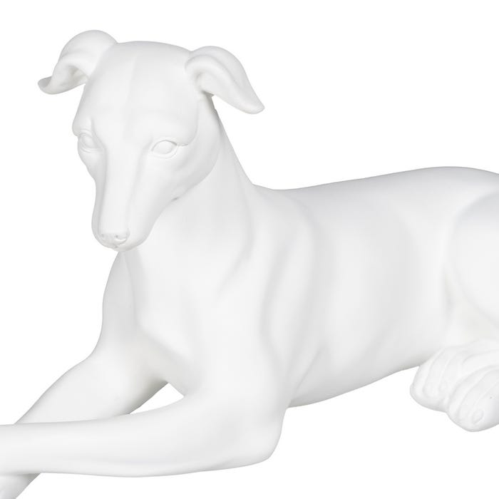 Figura Galgo Blanco Poliresina 18 X 12,50 X 37 Cm