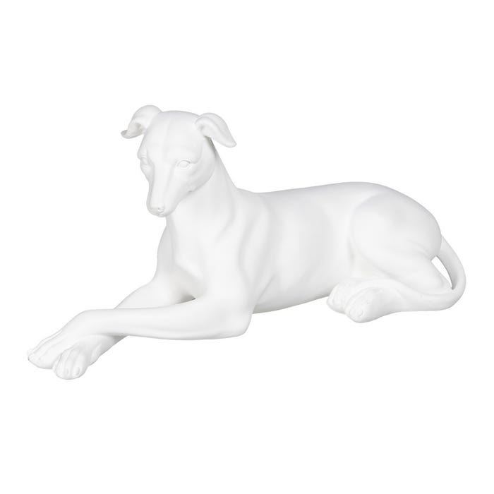 Figura Galgo Blanco Poliresina 18 X 12,50 X 37 Cm