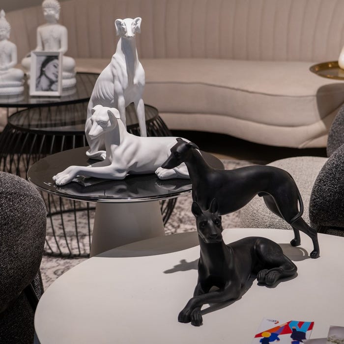 Figura Perro Negro Poliresina Decoración 37,50 X 13,50 X 22