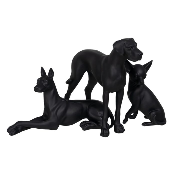 Figura Perro Negro Poliresina Decoración 37,50 X 13,50 X 22
