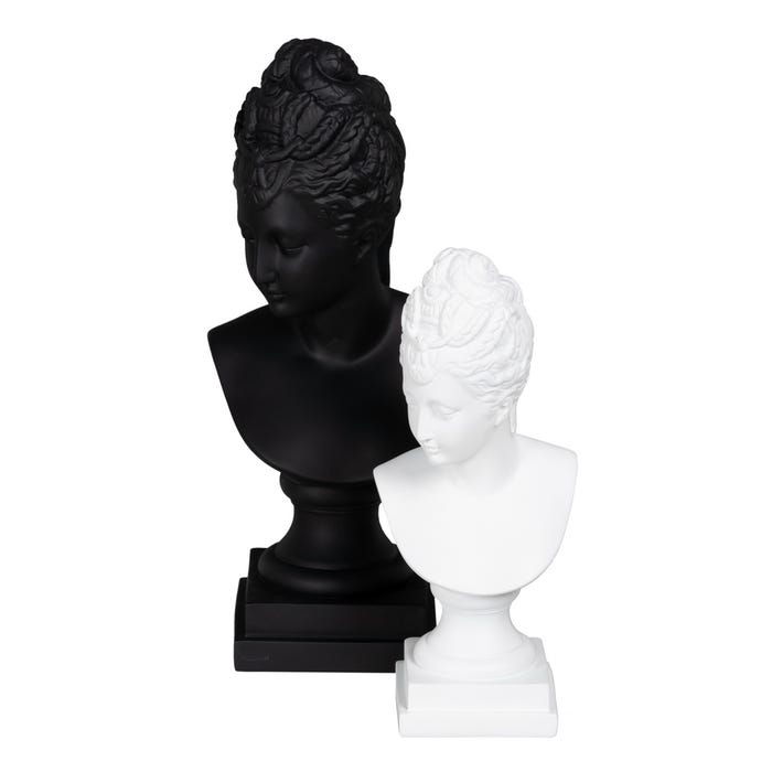 Figura Busto Negro Poliresina Decoración 16,70 X 14,50 X 39