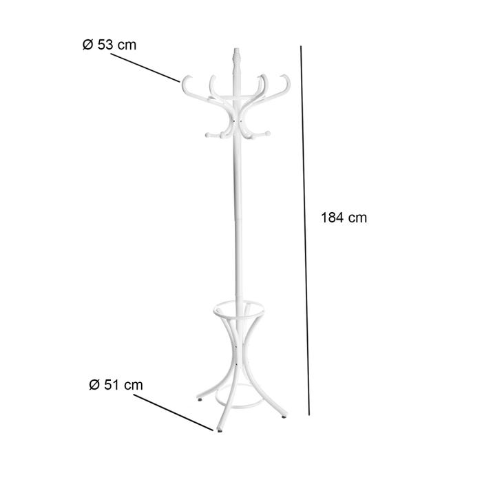 Thonet Poplar and Birch Coat Rack White 51 x 51 x 184 cm
