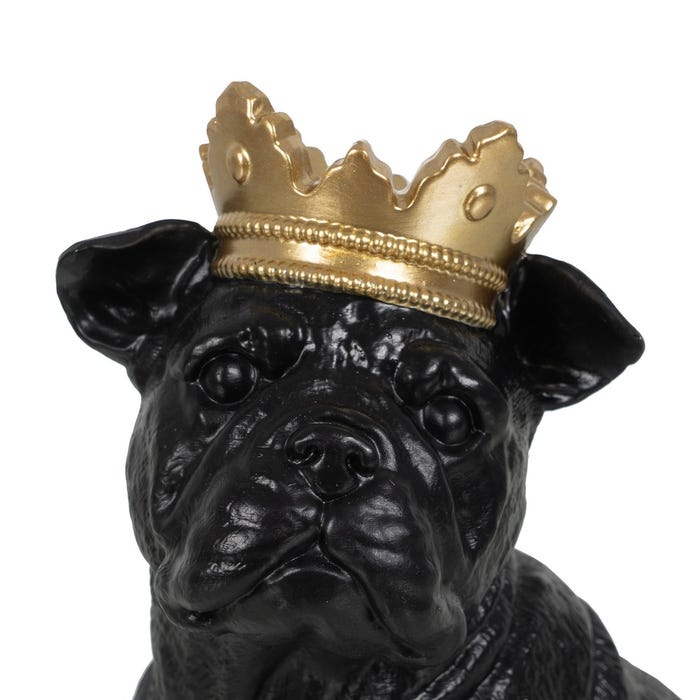 Figura Bull Dog Negro-Oro Poliresina 15,50 X 18,40 X 25,50 C