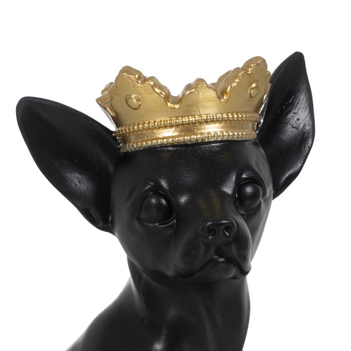 Figura Chihuahua Negro-Oro Poliresina 17 X 11,70 X 25,50 Cm