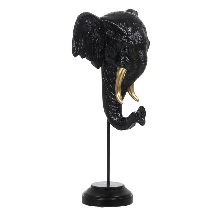 Figura Elefante Negro-Oro Poliresina 20,50 X 14,30 X 35,50 C