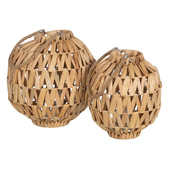Natural Water Hyacinth Candle Lantern 34 X 34 X 36 Cm