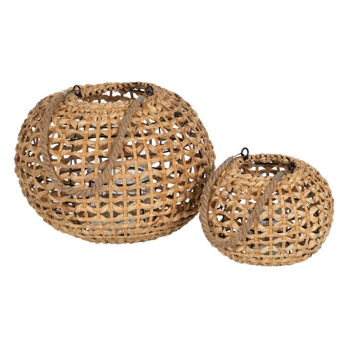 Natural Water Hyacinth Candle Lantern 38 X 38 X 27 Cm
