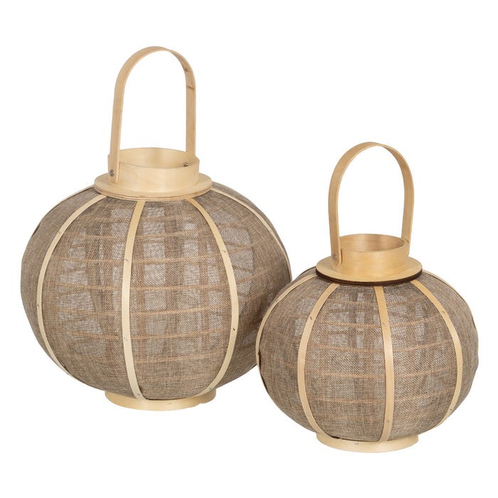 Farol Portavelas Natural Yute Decoración 26 X 26 X 23,50 Cm