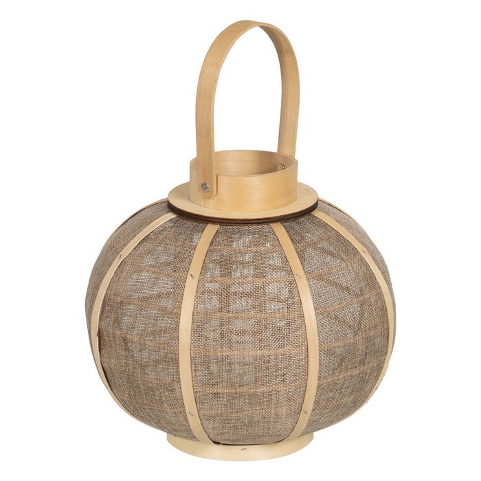 Farol Portavelas Natural Yute Decoración 26 X 26 X 23,50 Cm