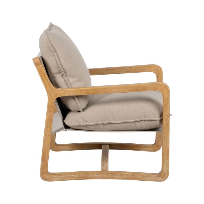 Natural Fabric-Wood Living Room Armchair 65 X 69 X 83 Cm