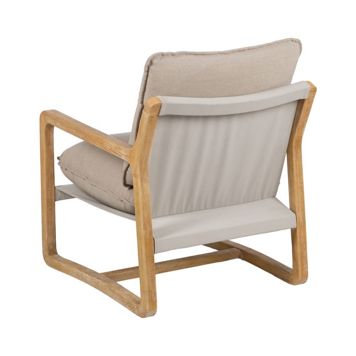 Natural Fabric-Wood Living Room Armchair 65 X 69 X 83 Cm
