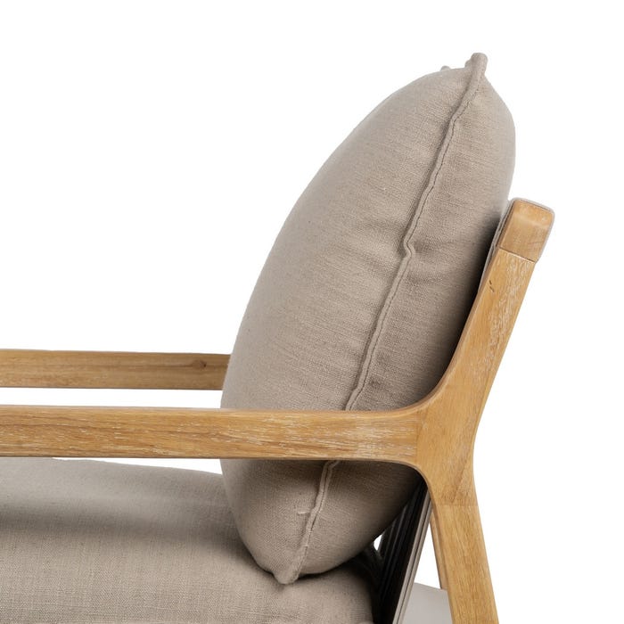 Natural Fabric-Wood Living Room Armchair 65 X 69 X 83 Cm