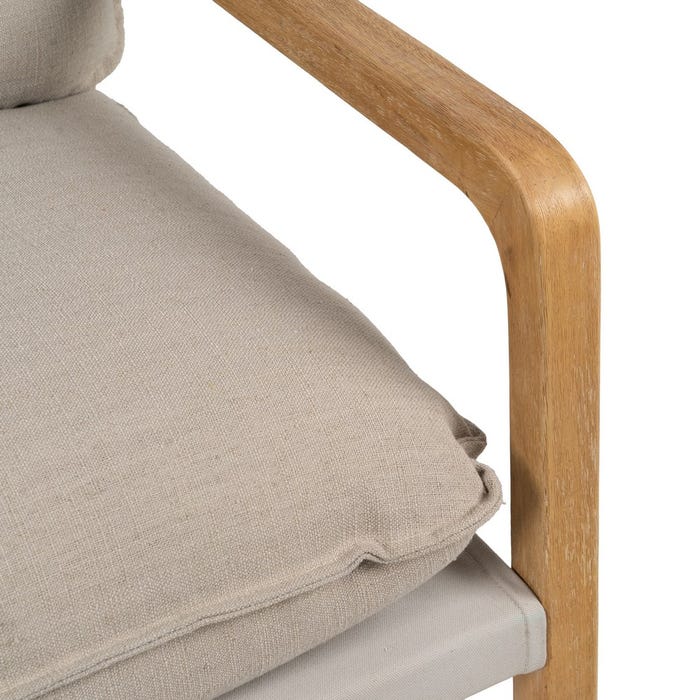 Natural Fabric-Wood Living Room Armchair 65 X 69 X 83 Cm