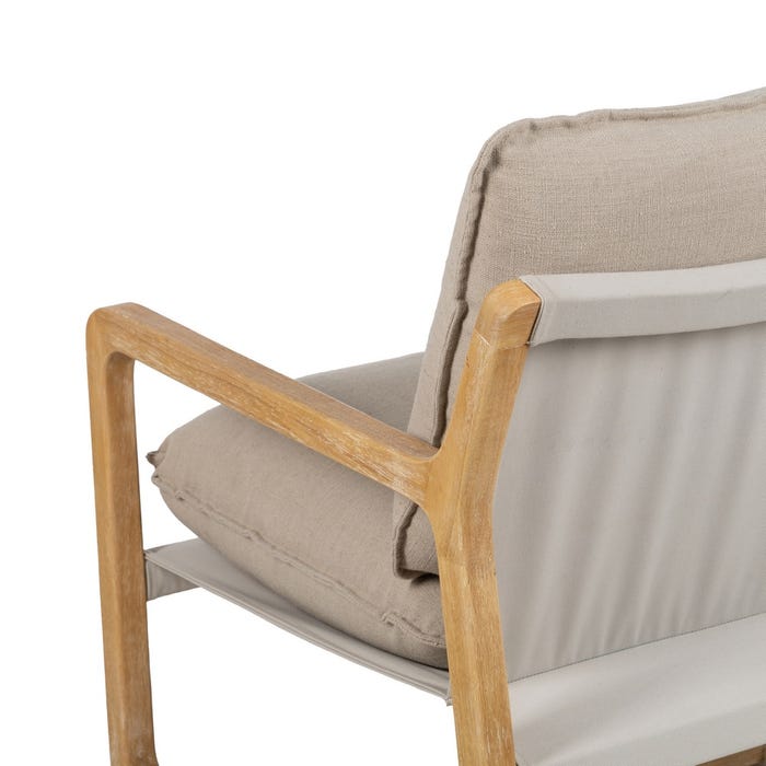 Natural Fabric-Wood Living Room Armchair 65 X 69 X 83 Cm