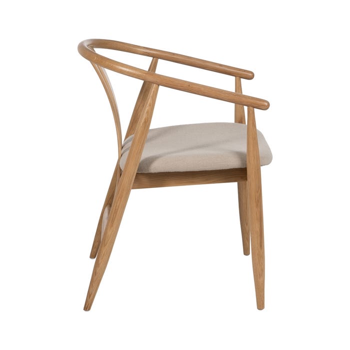 Cadeira de sala de estar em tecido natural e madeira 56,50 x 57 x 76,50 cm