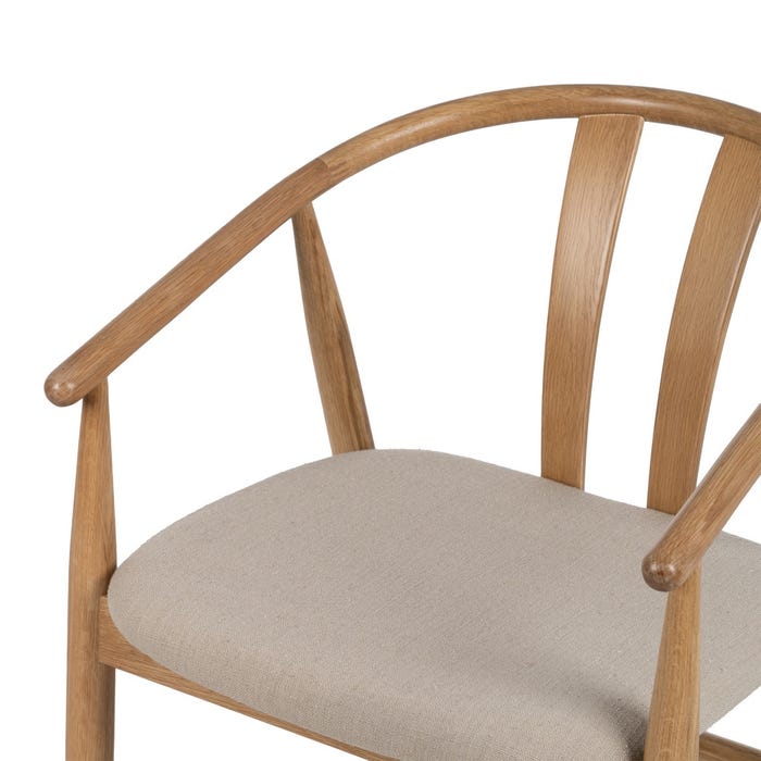 Cadeira de sala de estar em tecido natural e madeira 56,50 x 57 x 76,50 cm