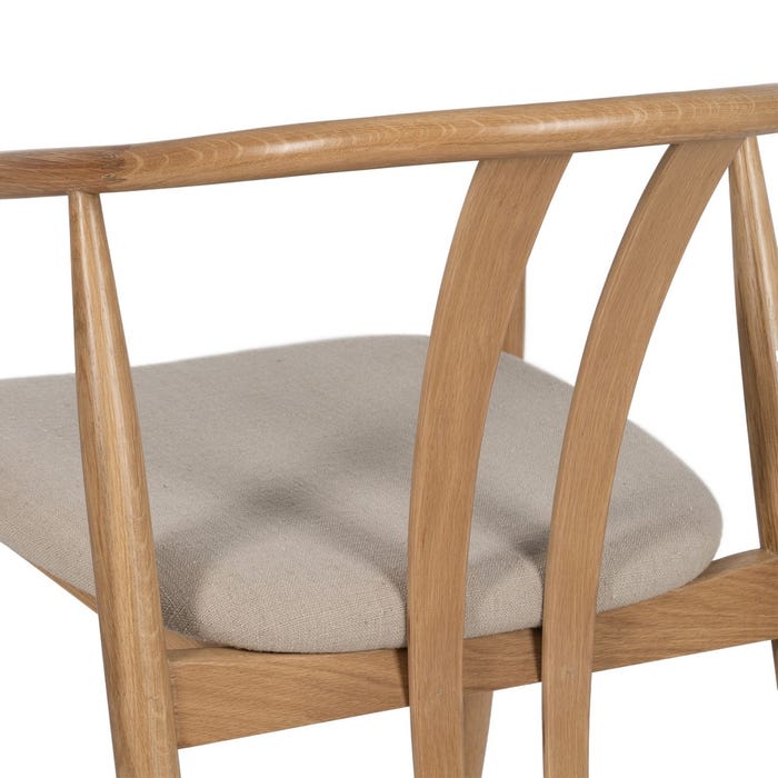 Cadeira de sala de estar em tecido natural e madeira 56,50 x 57 x 76,50 cm