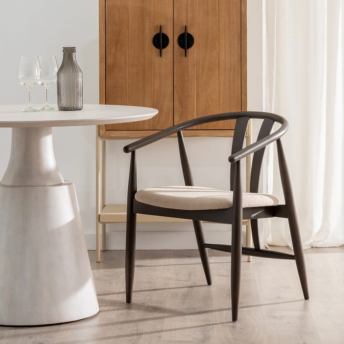 Silla Negro Tejido-Madera Salón 56,50 X 57 X 76 Cm