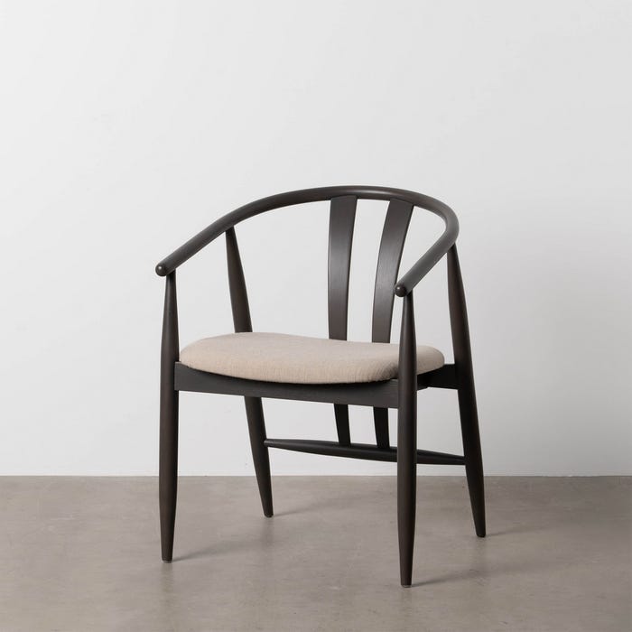 Silla Negro Tejido-Madera Salón 56,50 X 57 X 76 Cm