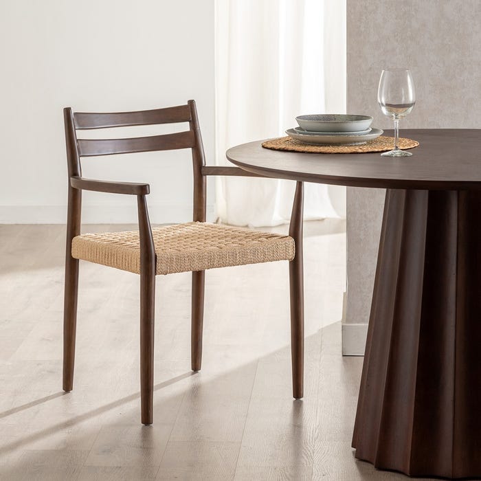 Silla Marrón Madera / Fibra Salón 58 X 49 X 78,50 Cm