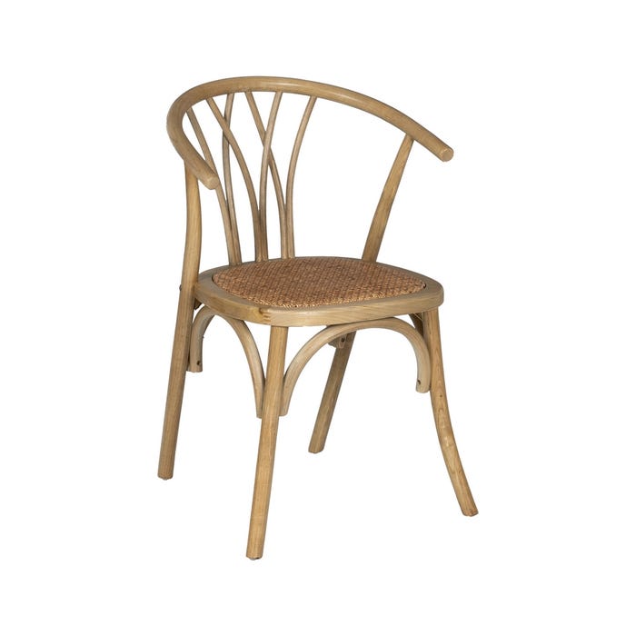 Silla Marrón Madera-Ratán 55 X 50 X 81 Cm