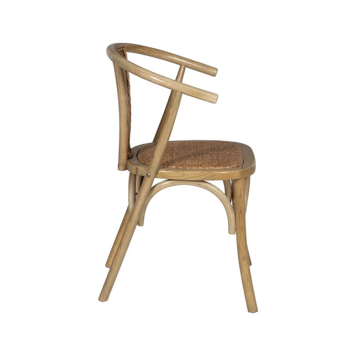 Silla Marrón Madera-Ratán 55 X 50 X 81 Cm